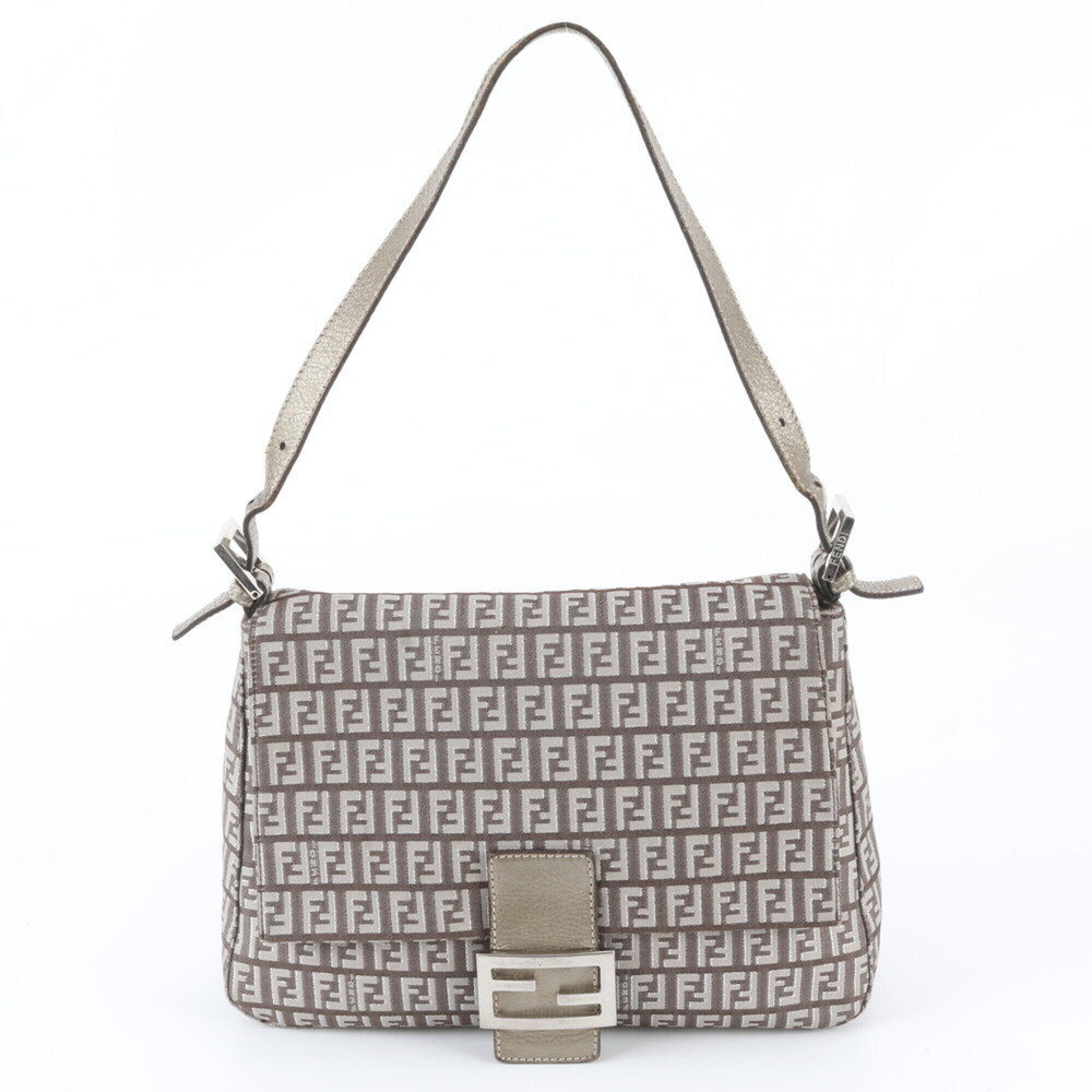 Fendi Zucchino Mamma Baguette Leather Shoulder Bag Tote Handbag for Women